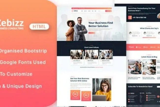 Zebizz v1.0 – Business Consulting HTML Template Free