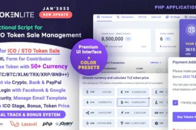 TokenLite v1.6.0 Nulled – ICO / STO Token Sale Management Dashboard – ICO Admin Script