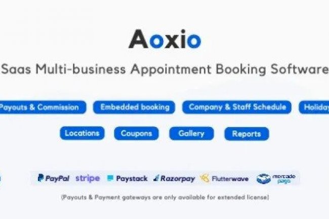 Aoxio v1.8 Nulled – SaaS Multi-Business Service Booking Software PHP Script