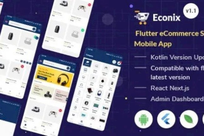 Econix v1.1 – Flutter eCommerce Store Mobile App + React Node Admin Dashboard Source Code