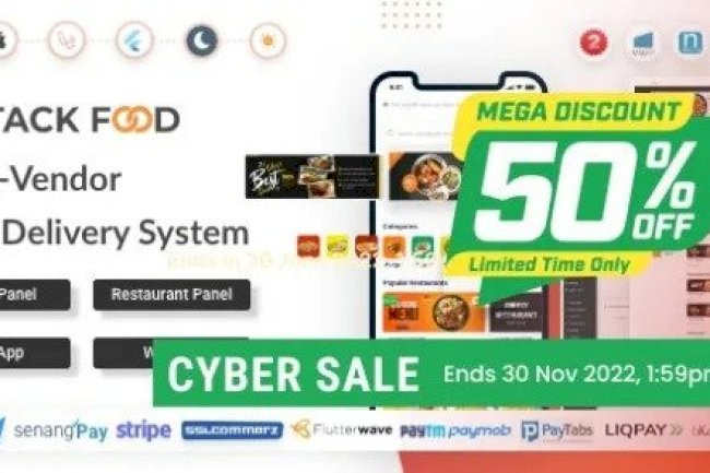 StackFood Multi Restaurant v6.0 Nulled – Food Delivery App with Laravel Admin and Restaurant Panel Source