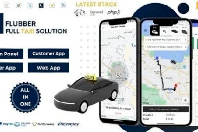 Flubber v1.0.1 – Taxi Cab Full Solution with Customer and Driver Flutter App, Web and Admin Laravel Panel Source Code