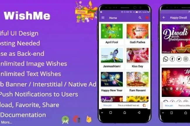 WishMe v1.5 – Festival Wishes Android App With Firebase Back-end Source