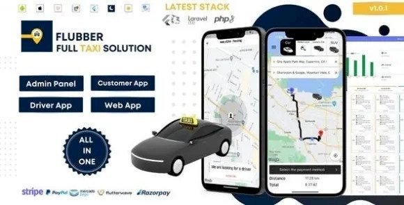 Flubber v1.0.1 – Taxi Cab Full Solution with Customer and Driver Flutter App, Web and Admin Laravel Panel Source Code
