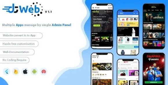 DTWeb v1.2 – Convert Website to a Flutter App | Multiple Webapp Support | Laravel Admin Panel Source Code